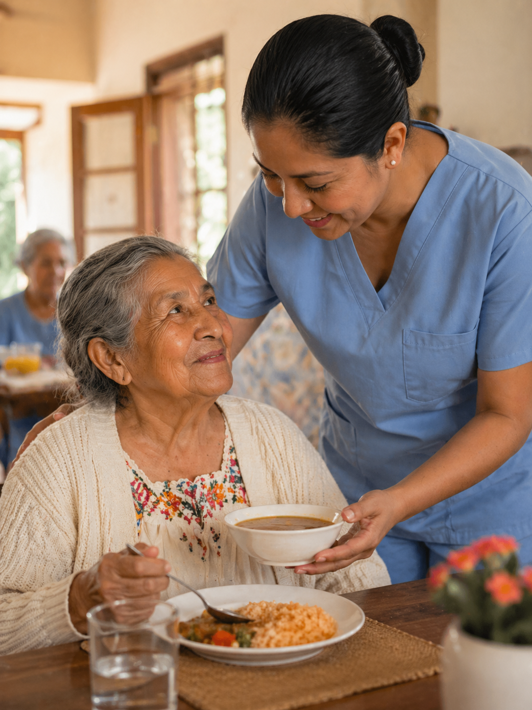 Cuidados Diarios en Los Años de Oro — Alimentación balanceada, lavandería y cuidado integral las 24 horas.